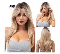 Wave Lace Front Wigs Blonde Eight Figure Bangs Synthetic Wig Ladies Long Layered Wigs Suitable For Everyday Parties Natural Synthetic Hair Wigs