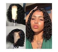 Wave Lace Front Wigs Brazilian Curly Bob Lace Wig 4x4 Lace Closure Wig 8-14 Inch Short Curly Human Hair Wigs for Black Women Remy Human Hair Lace Wigs Natural Synthetic Hair Wigs(150%,10inches)