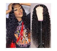 Wave Lace Front Wigs Brazilian Deep Wave Lace Wig 5x5 HD Transparent Lace Closure Wig Pre Plucked Lace Wig 150% Density Deep Curly 4X4 Brown Lace Closure Human Hair Wig Natural Synthetic Hair Wigs(5x5