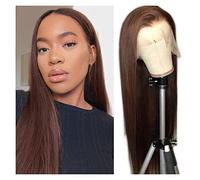 Wave Lace Front Wigs Brazilian Human Hair Wig #4 Brown Wig 10-30 Inch Straight Lace Front Wig 13x4 Lace Frontal Human Hair Wigs Remy Brazilian Hair Wigs for Women Natural Synthetic Hair Wigs(150%,22in