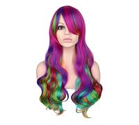 Wave Lace Front Wigs Colorful Synthetic Long Curly Hair Wig Cosplay Party Women High Temperature Wigs Natural Synthetic Hair Wigs(01)