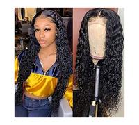 Wave Lace Front Wigs Deep Wave Lace Wig Brazilian Curly Lace Front Human Hair Wigs HD Transparent Lace Frontal Wig Wet and Wavy T Part Lace Wig for Women Natural Synthetic Hair Wigs(250% Density,16inc