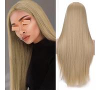 Wave Lace Front Wigs Golden Bangs Dyed Long Straight Hair Wig Women Natural Gradient Color Heat-resistant Synthetic Wig Natural Synthetic Hair Wigs(12)