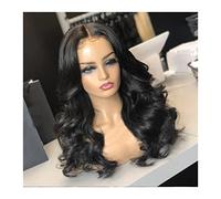 Wave Lace Front Wigs Heat Resistant Fiber Synthetic Lace Front Wig 180% Density Long Body Wave Lace Wig 22-26 Inches Glueless Cosplay Wigs for Black Women Natural Synthetic Hair Wigs(1B,26inches)