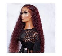 Wave Lace Front Wigs Heat Resistant Synthetic Lace Wigs 22-26 Inch 180% Density Long Kinky Curly Lace Front Wigs for Black Women Middle Part Wine Red Wigs with Baby Hair Natural Synthetic Hair Wigs(26