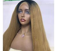 Wave Lace Front Wigs Kinky Straight High Temperature Fiber Hair Lace Front Wigs for Black Women Pre Plucked 18-28inches Synthetic Glueless Lace Frontal Wig Natural Synthetic Hair Wigs(1B 27 kinky stra