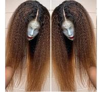 Wave Lace Front Wigs Kinky Straight High Temperature Fiber Hair Lace Front Wigs for Black Women Pre Plucked 18-28inches Synthetic Glueless Lace Frontal Wig Natural Synthetic Hair Wigs(1B 30 kinky stra