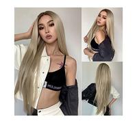 Wave Lace Front Wigs Long Blonde Lace Front Wig for Women, 30 Inch Natural Hair Straight Synthetic Wigs Middle Part Hand Tied High Temperature Fiber Wig Natural Synthetic Hair Wigs