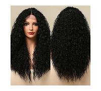 Wave Lace Front Wigs Long Curly Lace Front Wig Black High Temperature Fiber Lace Frontal Synthetic Wig for Black Women Kinky Curly Heat Resistant Transparent Lace Wig Natural Synthetic Hair Wigs