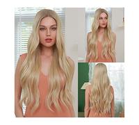 Wave Lace Front Wigs Long Wave Blonde Natural Wave Lace Part Wigs 26inch High Temperature Fiber Synthetic Wigs for Women 150% Density Heat Resistant Daily Lace Wigs Natural Synthetic Hair Wigs