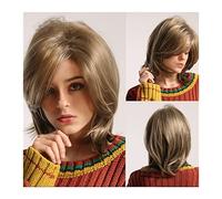 Wave Lace Front Wigs Natural Synthetic Wigs with Bangs Medium Brown Straight Wigs for Women 10inch Heat Resistant Synthetic Hair Wigs Party Daily Dress Cosplay Natural Synthetic Hair Wigs(B)