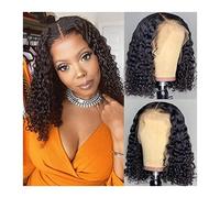 Wave Lace Front Wigs Short Bob Deep Wave Lace Frontal Wig 13x4 Lace Frontal Wig Medium Brown Lace Brazilian Short Curly Human Hair Wigs for Women Natural Synthetic Hair Wigs(180%,12inches)