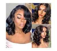 Wave Lace Front Wigs Short Bob Transparent Lace Front Wig 13x4 Brazilian Body Wave Lace Frontal Wigs for Women Human Hair Pre Plucked 4x4 Lace Closure Human Hair Wigs Natural Synthetic Hair Wigs(4x4La