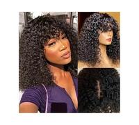 Wave Lace Front Wigs Short Bob Wig Human Hair with Bangs 2x1 HD Lace Glueless Wigs Curly Human Hair Wig Natural Color for Women 180% Density Natural Synthetic Hair Wigs(12inches)