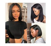 Wave Lace Front Wigs Short Bob Wigs Human Hair for Black Women 4x4 Straight Lace Front Wig Human Hair Pre Plucked 8-16 Inch Malaysian Remy Hair Natural Color Natural Synthetic Hair Wigs(16inches)