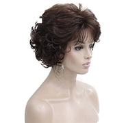 Wave Lace Front Wigs Short Curly Dark Auburn Synthetic Hair Full Wig Women Thick Wigs for Everyday Natural Synthetic Hair Wigs(31 Dark Auburn)