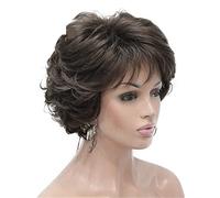 Wave Lace Front Wigs Short Curly Dark Auburn Synthetic Hair Full Wig Women Thick Wigs for Everyday Natural Synthetic Hair Wigs(8 Medium Brown)