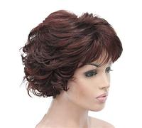 Wave Lace Front Wigs Short Curly Dark Auburn Synthetic Hair Full Wig Women Thick Wigs for Everyday Natural Synthetic Hair Wigs(33H350)