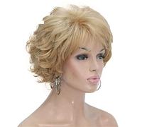 Wave Lace Front Wigs Short Curly Dark Auburn Synthetic Hair Full Wig Women Thick Wigs for Everyday Natural Synthetic Hair Wigs(24B Golden Blonde)
