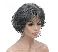 Wave Lace Front Wigs Short Curly Dark Auburn Synthetic Hair Full Wig Women Thick Wigs for Everyday Natural Synthetic Hair Wigs(AB009 Grey mix)