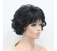 Wave Lace Front Wigs Short Curly Dark Auburn Synthetic Hair Full Wig Women Thick Wigs for Everyday Natural Synthetic Hair Wigs(2 Natural Black)