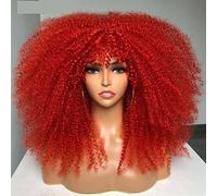 Wave Lace Front Wigs Short Hair Afro Kinky Curly Wig With Bangs Loose Synthetic Cosplay Fluffy Natural Wigs for Women Natural Synthetic Hair Wigs(04)