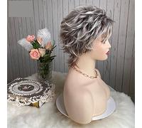 Wave Lace Front Wigs Short Straight Synthetic Hair Mix Brown Blonde Pixie Cut Women Wig Shaggy Layered Natural Female Hair Natural Synthetic Hair Wigs(ZY-145_8INCHES)