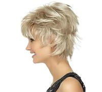 Wave Lace Front Wigs Short Straight Synthetic Hair Mix Brown Blonde Pixie Cut Women Wig Shaggy Layered Natural Female Hair Natural Synthetic Hair Wigs(ZY-123_8INCHES)