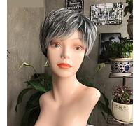 Wave Lace Front Wigs Short Synthetic Wig with Bangs Dark Root Ombre Color High Density Natural Headline Heat Resistant Hair Wig for Women Dream ice Natural Synthetic Hair Wigs(ZY-087)