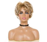Wave Lace Front Wigs Short Synthetic Wig with Bangs Dark Root Ombre Color High Density Natural Headline Heat Resistant Hair Wig for Women Dream ice Natural Synthetic Hair Wigs(2906)