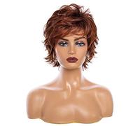 Wave Lace Front Wigs Short Synthetic Wig with Bangs Dark Root Ombre Color High Density Natural Headline Heat Resistant Hair Wig for Women Dream ice Natural Synthetic Hair Wigs(ZY-111)