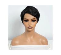 Wave Lace Front Wigs Straight Pixie Cut Wig Human Hair Wigs 13x6x1 Transparent Lace Front Short Wig Natural Synthetic Hair Wigs(Black)