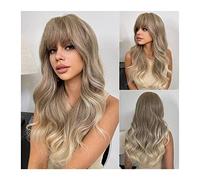 Wave Lace Front Wigs Synthetic Hair Wigs Long Wave Wig with Bangs Fluffy Wigs for Women Natural High Temperature Fiber Wigs for Daily Party Cosplay Natural Synthetic Hair Wigs(A)