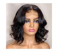 Wave Lace Front Wigs Synthetic Lace Wig Short Bob Wavy Lace Frontal Wigs with Natural Hairline 16-22 Inch Heat Resistant Fiber Synthetic Hair for Black Women Natural Synthetic Hair Wigs(16inches)