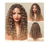 Wave Lace Front Wigs Synthetic Lace Wigs Soft Heat Resistant Medium Length Deep Curly Wigs With Baby Hair 13 * 1 T Part Lace Synthetic Wigs for Women Natural Synthetic Hair Wigs(B)