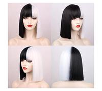 Wave Lace Front Wigs Synthetic Wigs Short Straight Bob Wigs with Bangs for Women Black Pink Purple Red Natural Hairline Wigs Natural Synthetic Hair Wigs(HB)