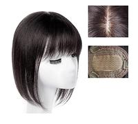 Wave Lace Front Wigs The Top of The Head of Real Hair Patch Piece Old People Cover White Hair Real Short Hair Wig Piece Women Fluffy Wig Piece Natural Synthetic Hair Wigs(17-(10-12)25CM-black)