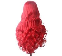 Wave Lace Front Wigs Wavy Hair Synthetic Wig Long Blue Cosplay Wigs for Women Colored Red Pink Blonde Purple Brown Green Black Burgundy Natural Synthetic Hair Wigs(Red)