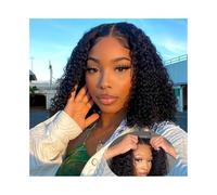 Wave Lace Front Wigs Wear and go Water Wave Lace Wig for Women Curly 4x4 Glueless 10-16 Inch Ready to go Human Hair Wigs Pre-Cut Lace Wig Natural Synthetic Hair Wigs(14inches)