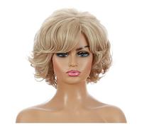 Wave Lace Front Wigs Wig for Women Synthetic Short Curly Hair with Bangs Natural Light Gold High Temperature Daily Use Wigs Natural Synthetic Hair Wigs