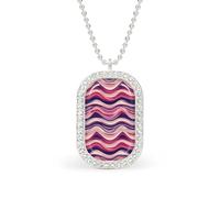 Wave Like Striped Pattern Rectangle Pendant Necklace Alloy White Shiny Diamond Square Gold Silver Jewelry for Women Men