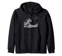 Wave Line Art Japan Lover Zip Hoodie