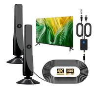 Wave Max TV Antenna 2025, Wavebeam Pro TV Antennas, Signal Booster with Crisp Hdtv Display, Indoor HD Digital Antennas for All Local Smart Tvs, Supports 4k,1080p, Miles Coverage Range(2pcs)