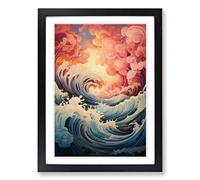 Wave Modern Baroque Framed Print | A2 Black Framed Wall Art | Ready to Hang | Baroque Nautical Picture | Living Room Bedroom Lounge Office