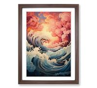 Wave Modern Baroque Framed Print | A2 Walnut Framed Wall Art | Ready to Hang | Baroque Nautical Picture | Living Room Bedroom Lounge Office
