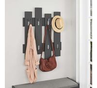 Wave' Modern Coat Rack Wall-Mounted 8 Hooks 64x81cm Decortie Dark Grey 1 Pack