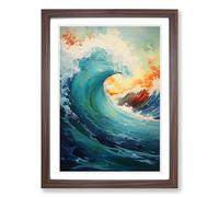 Wave Modern Conceptual Framed Print | A2 Walnut Framed Wall Art | Ready to Hang | Modern Nautical Picture | Living Room Bedroom Lounge Office
