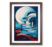 Wave Modern Constructivism Framed Print | A2 Walnut Framed Wall Art | Ready to Hang | Modern Nautical Picture | Living Room Bedroom Lounge Office