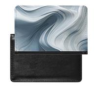 Wave Motion Image Passport Holder with 3 Card Slots, Portable PU Leather Travel Wallet, Slim Protective Cover for Passport, ID, Credit Cards