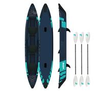 Wave Navigator Inflatable Kayak | Durable PVC Construction, Comfortable Seats, Quick Inflation & Deflation, Ideal for Rivers & Lakes | 1-3 Person (Navy, 2.0 Model | 3 Person)